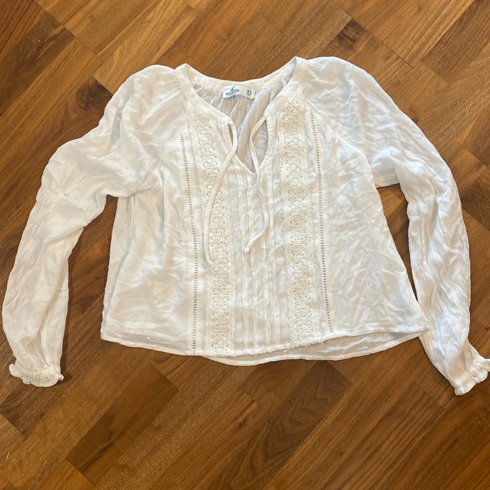 Hollister, size extra small, white, long sleeve, blouse